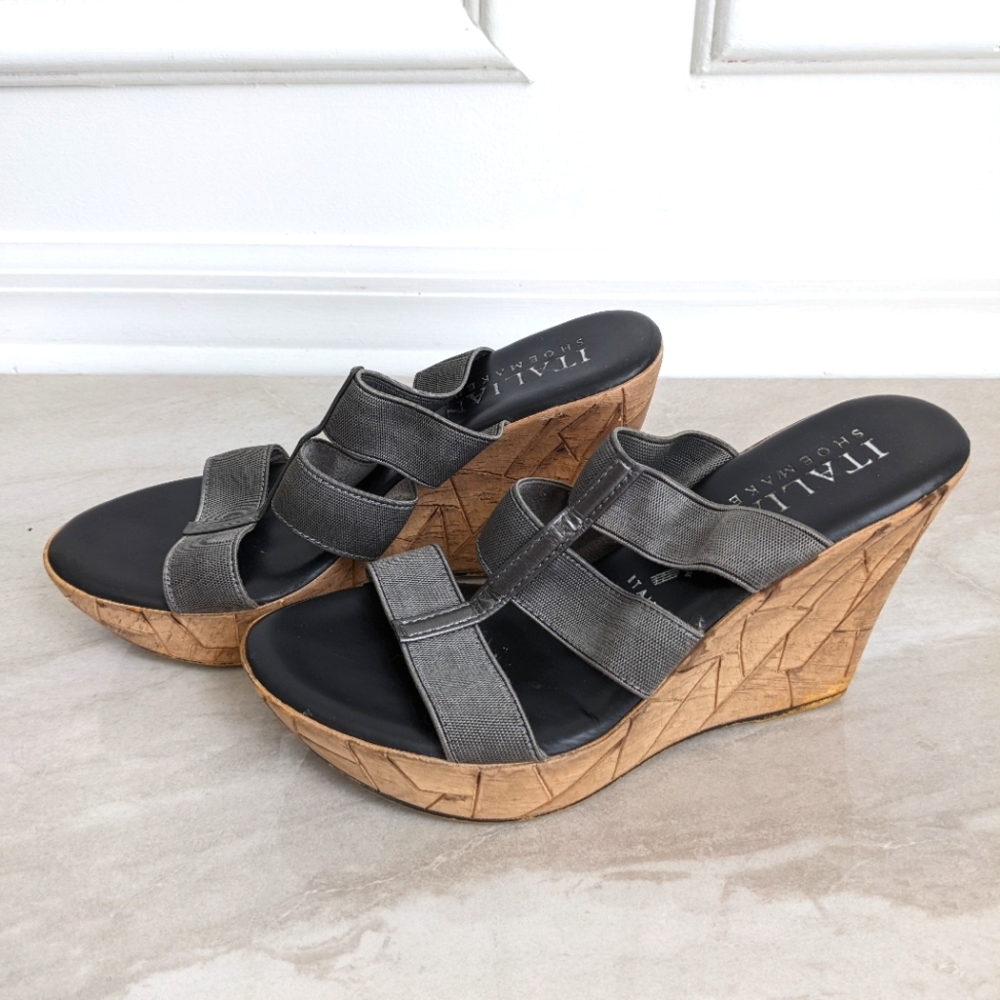 Italian Shoemaker Gray Wedge Heels Size 6.5